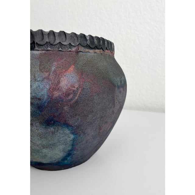 Large Raku Pot Vase For Sale - Image 4 of 9