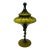 Vintage 1960s Large Italian Empoli Olive Green Glass Circus Tent Lidded Compote For Sale