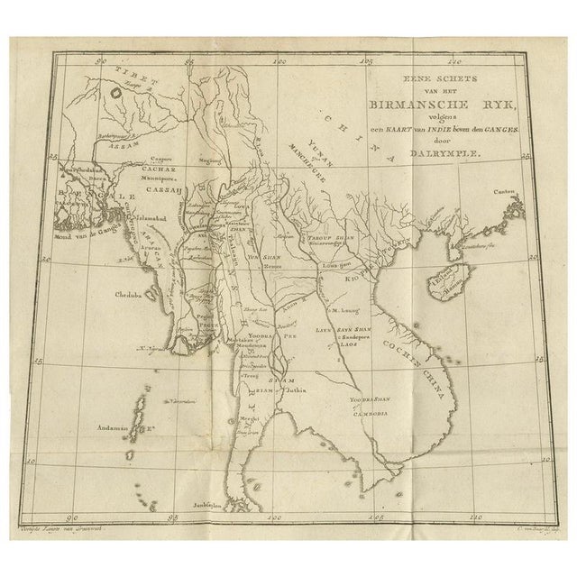 Antique Map of the Burmese Empire and Upper Indochina By Dalrymple, 1800 For Sale - Image 10 of 10