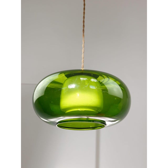 Mid-Century Modern Italian Green Glass and Brass Pendant Lamp, 1960s For Sale - Image 15 of 18