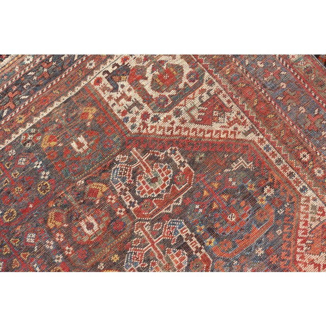 Antique Persian Qashqai Rug With Intricate Tribal Motifs and Rich Color Palette 6'10"x9'3" For Sale - Image 11 of 11