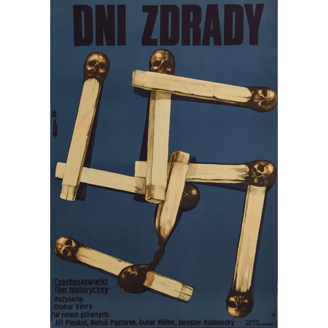 Dni Zdrady vintage poster is an original offset print on paper realized by Unknown Czechoslovakian Artist of the 20th...