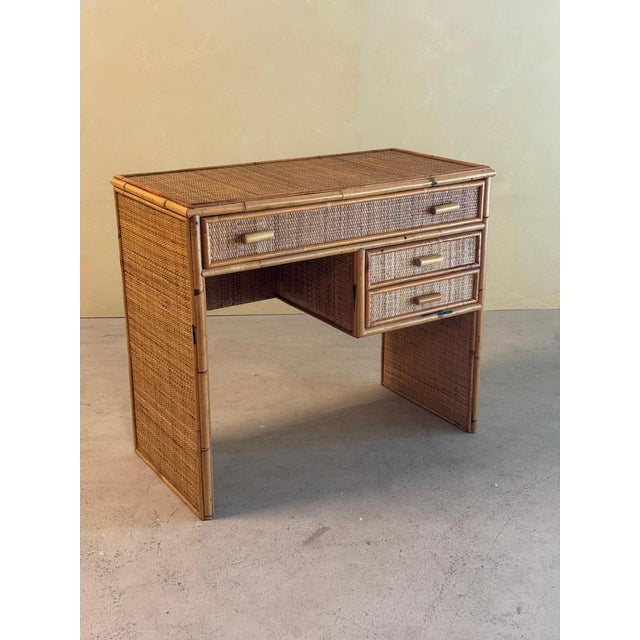 Mid-Century Modern Bamboo and Rattan Desk, 1970s For Sale - Image 11 of 13