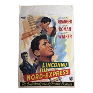 Original 1951 Alfred Hitchcock 'Strangers on a Train' Belgian Movie Poster