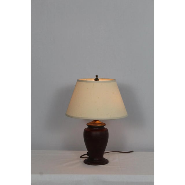 1930s Petite Burled Mahogany Turned Lamp For Sale In Miami - Image 6 of 8