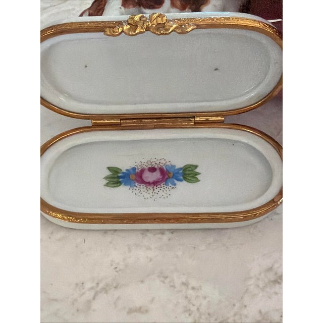 Ceramic 1980s Rare King Charles Spaniel Artoria Limoges Trinket Box Limited Edition France 62 For Sale - Image 7 of 8