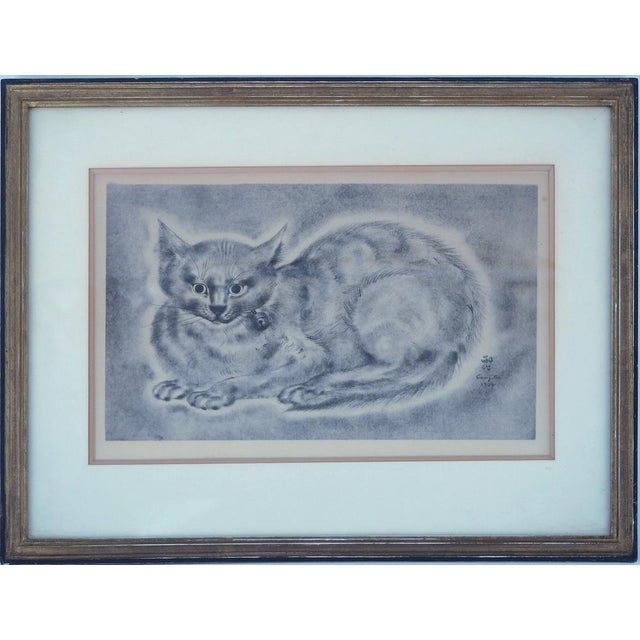 Léonard Tsuguharu Foujita, Cat with a Bell, Original Etching For Sale - Image 6 of 7
