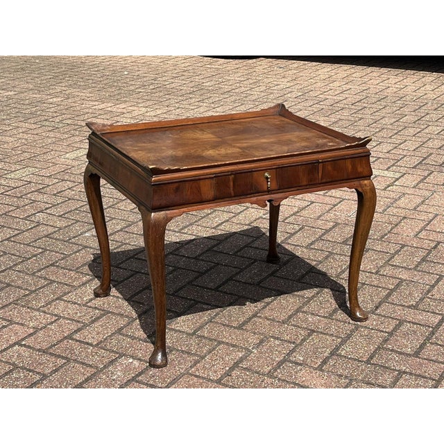 Walnut Tray Top Side Table with Drawer For Sale - Image 6 of 18