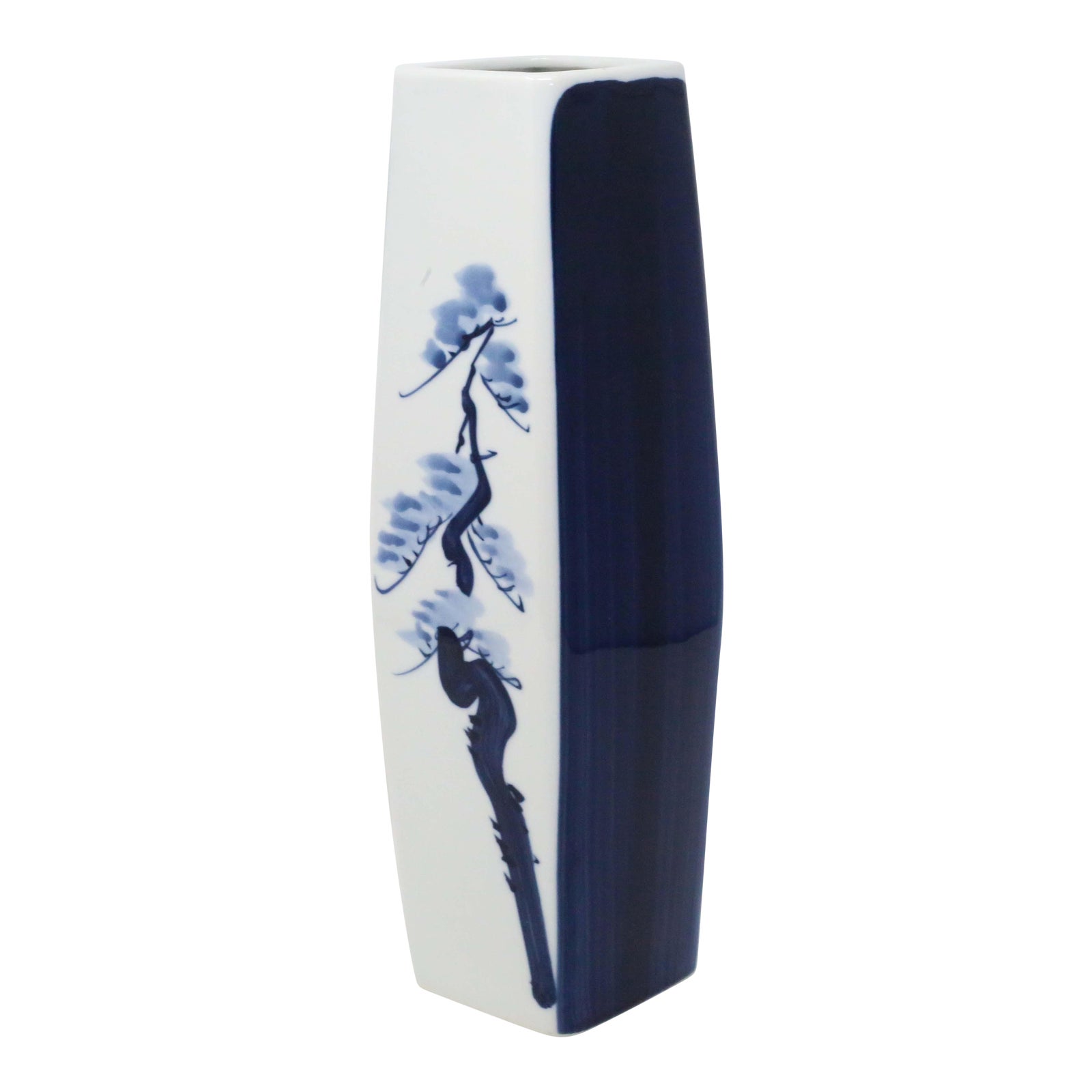 Vintage HandPainted Blue and White Ceramic Vase by Yamayo Japan Chairish