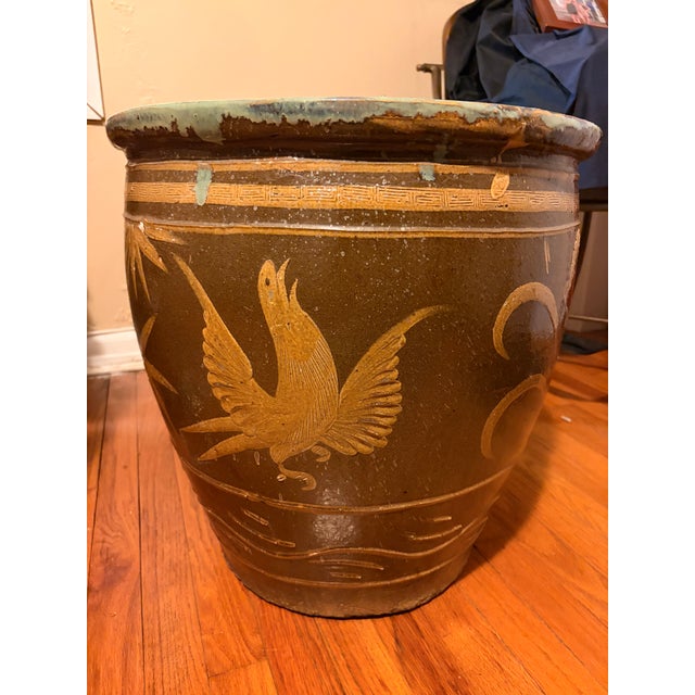 Excellent antique condition. Structurally pristine, heavy, and completely solid. Displays gorgeous, authentic kiln glaze...