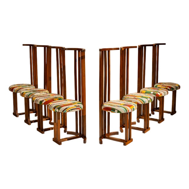 Italian Dining Room Chairs in Walnut attributed to Filippo Monti, 1960s, Set of 8 For Sale