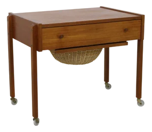 Side Table with Rattan Basket, 1960s
