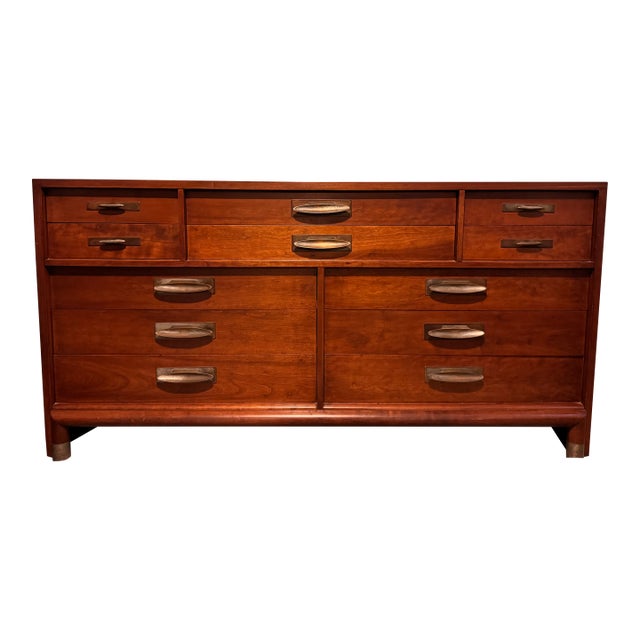 1950s Mid-Century Willett Cherry Wood Trans East Dresser For Sale