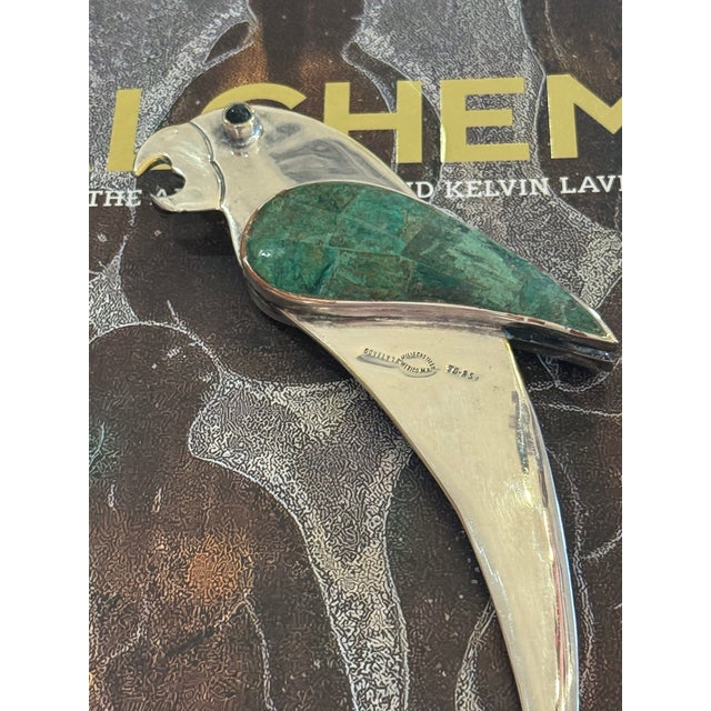 Vintage Emilia Castillo Parrot Malachite Lapis Bottle Opener For Sale - Image 12 of 12
