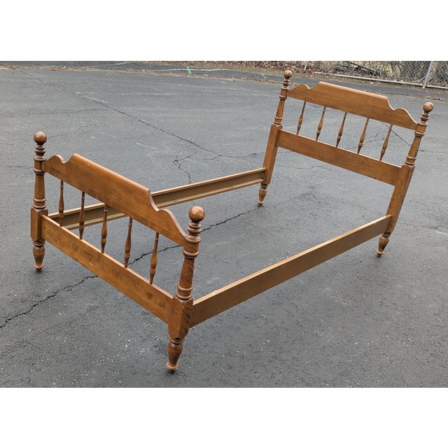 Wood 1980s Ethan Allen Heirloom Collection Traditional Solid Maple Twin Spindle Bed Frame For Sale - Image 7 of 12