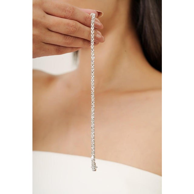 Metal 8.65 Carat White Topaz Gemstone Eternity Bracelet in 925 Sterling Silver For Sale - Image 7 of 10