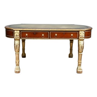 Regency Revival Gilt Mahogany Writing Table, 1880 For Sale