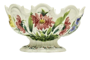 Italian Hand-Painted Floral Compote
