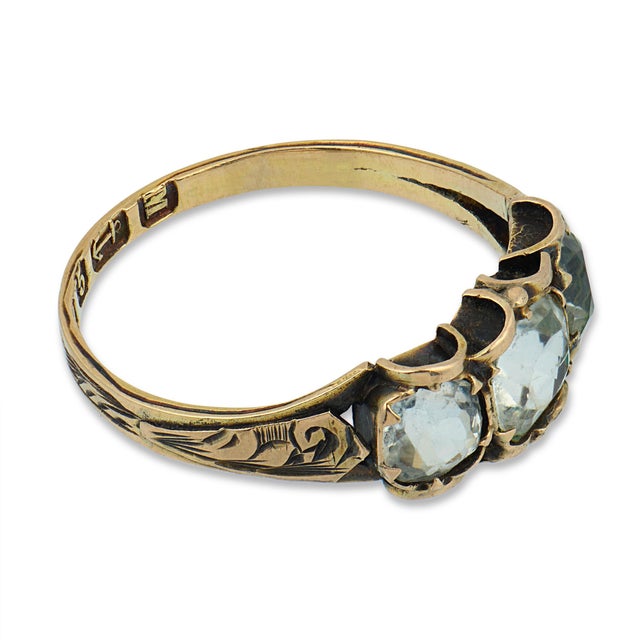 Late 19th Century Victorian England Old Mine Cut Paste Yellow Gold Ring, Size 4.75 For Sale - Image 4 of 7