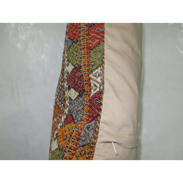 Late 20th Century Colorful Turkish Cicim Square Pillow For Sale - Image 5 of 5