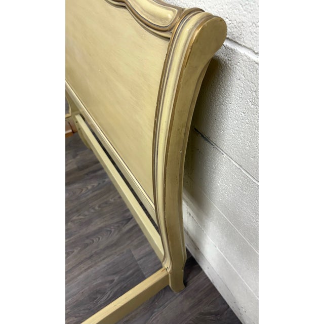 Vintage Twin Size French Provincial Louis XV Style French Bisque Cream Bed For Sale - Image 10 of 15