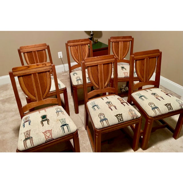 Wood Solid Oak Dining Room Chairs - Set of 6 For Sale - Image 7 of 9