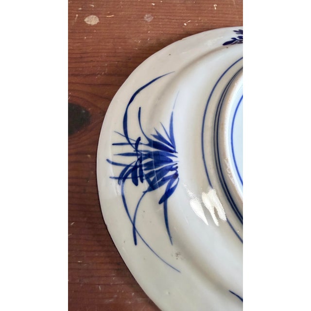 Blue Antique Japanese Blue and White Porcelain Oval Serving Platter, Meiji Period, Circa 1870s–1900s For Sale - Image 8 of 12