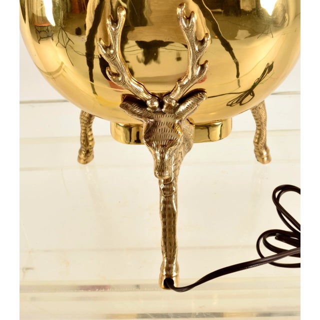 1970s Chapman Brass Table Lamp With Figured Stag Legs For Sale - Image 5 of 7