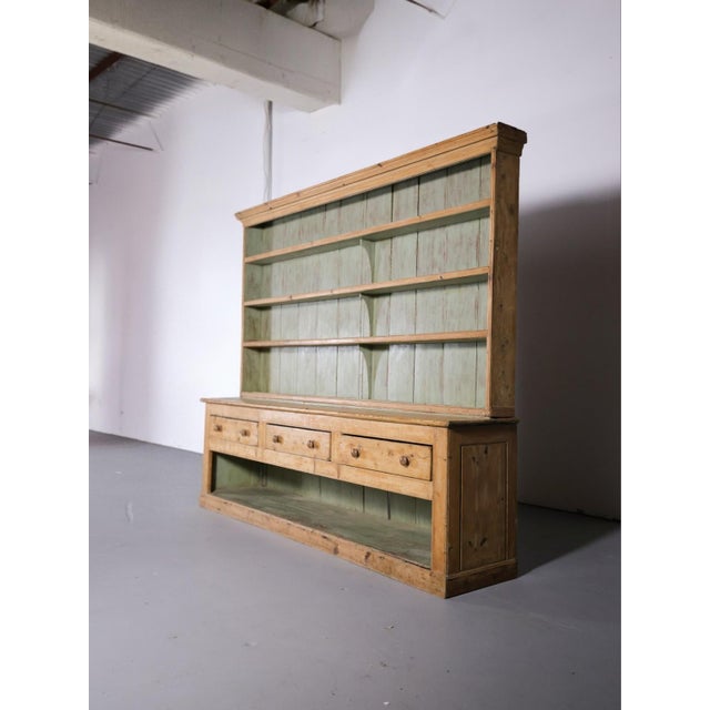 Beige Monumental 10' Antique English Pine Country Kitchen Dresser - Circa 1870 For Sale - Image 8 of 18