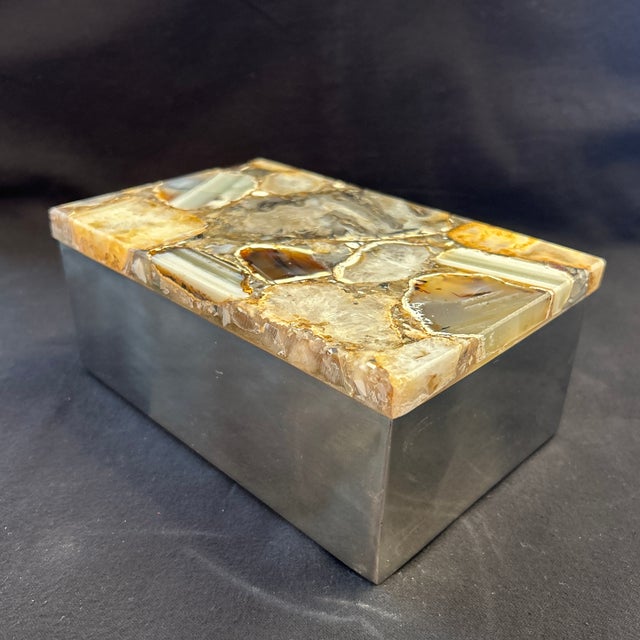Agate and Steel Accessories Box For Sale - Image 4 of 10