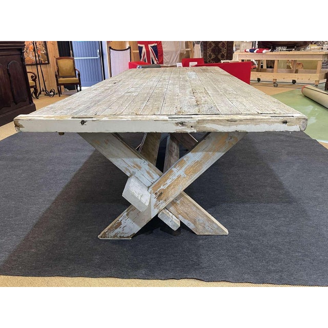 Fir workshop table - carpenter's work from the 1970s-80s, raw wood. L=3.75m, W=1.45m, H=78cm.
