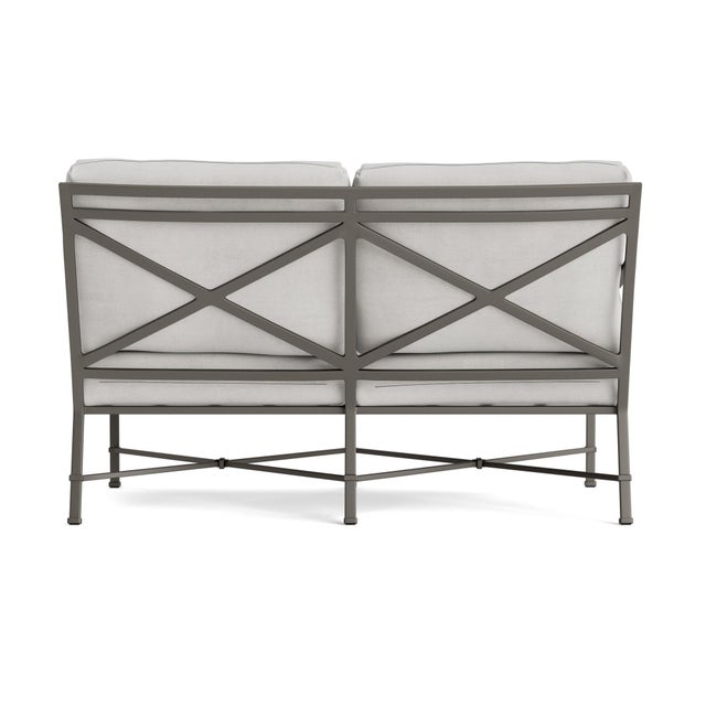 Brown Jordan Brown Jordan Venetian Left Arm Loveseat, Mica frame with Fusion Dove fabric For Sale - Image 4 of 11