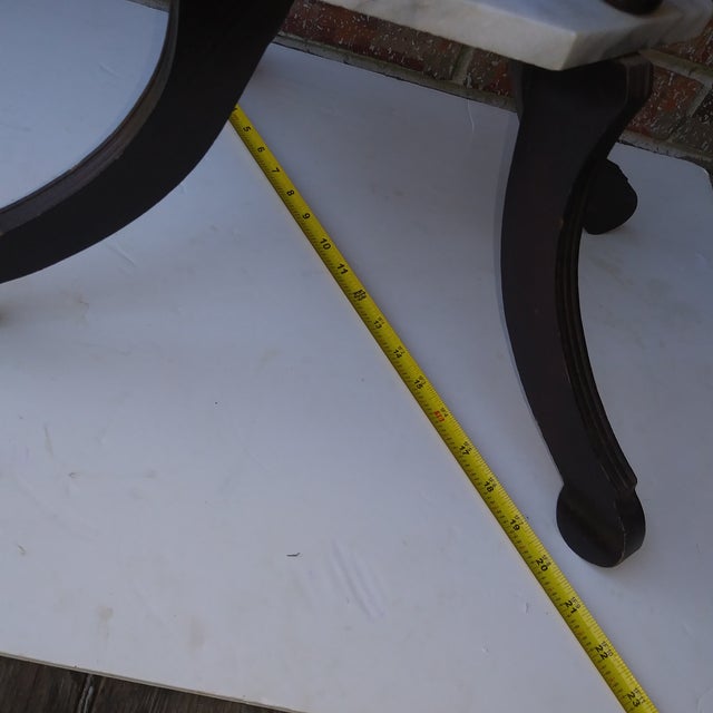 Mid Century Mahogany and Marble Two Shelf Plant Stand With Vetreria Operaia Lux Italian Vase For Sale - Image 15 of 18