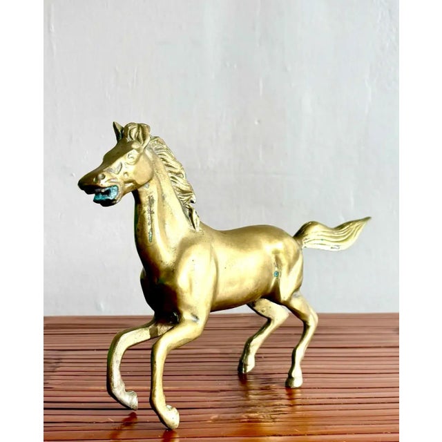 American Vintage Boho Brass Running Horse Sculpture For Sale - Image 3 of 7