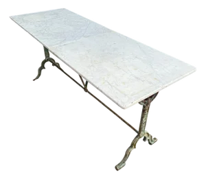 Double Bistro Table in Cast Iron and Lyonnaise Marble by Rieux, 1900s