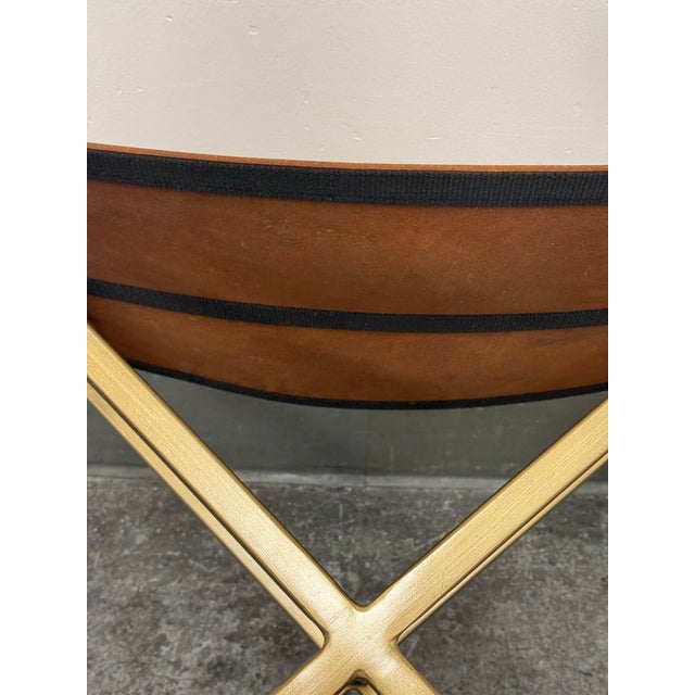 CB2 Cb2 Leather Director's Stool For Sale - Image 4 of 12