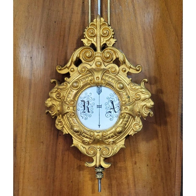 Antique German Carved Walnut Regulator Wall Clock For Sale - Image 12 of 14
