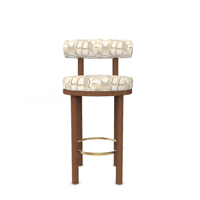 Collector Modern Moca Bar Chair in Hymne Beige Fabric and Smoked Oak by Studio Rig For Sale - Image 6 of 6