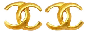 Chanel Vintage Gold Plated Skinny CC Regular Clip on Earrings, A Pair