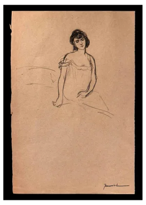 Pierre Georges Jeanniot, The Lady, Drawing in Pencil, Early 20th Century