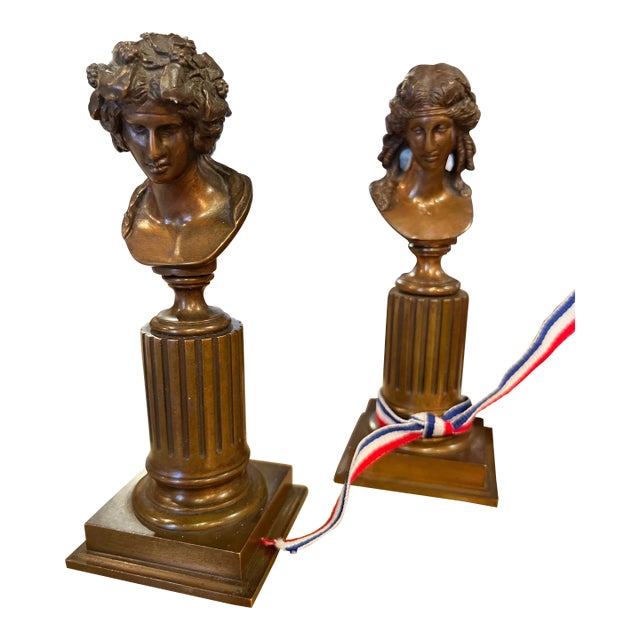 19th Century French Small Bronze Sculptures Dionysus & Ariadne - Set of 2 For Sale