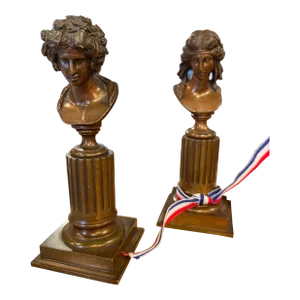 19th Century French Small Bronze Sculptures Dionysus & Ariadne - Set of 2