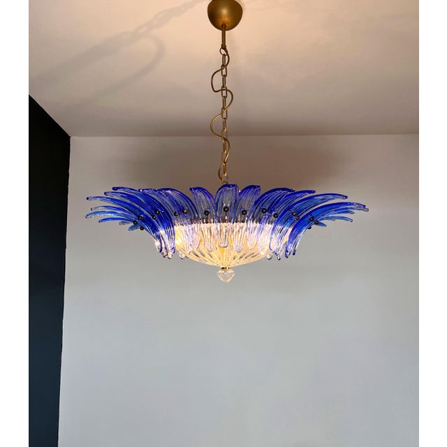 Murano Pendant Light with Palmette and Blue Glasses, 1990 For Sale - Image 11 of 18