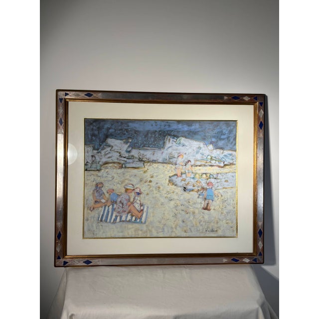 Yves Wacheux, The Blue Beach, 20th Century, Mixed Media on Paper, Framed For Sale - Image 11 of 11