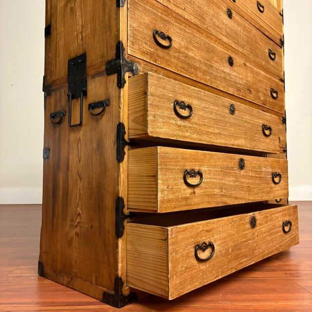 Antique Japanese Three-Section Kiri Tansu Chest For Sale - Image 11 of 14