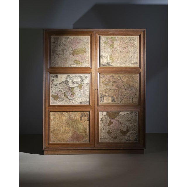 Mid-Century Modern Mid-Century Italian Modern 2-Door Wardrobe with Maps in the style of Maurizio Tempestini, Italy, 1940s For Sale - Image 3 of 8