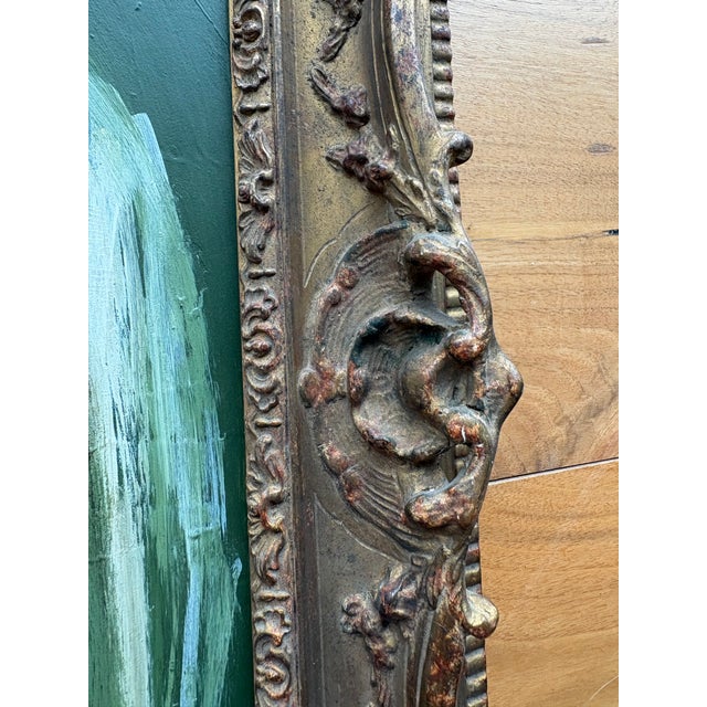 2024 Amanda Carol Collection Green Abstract Oil Painting in Fine French Antique Frame For Sale - Image 11 of 16
