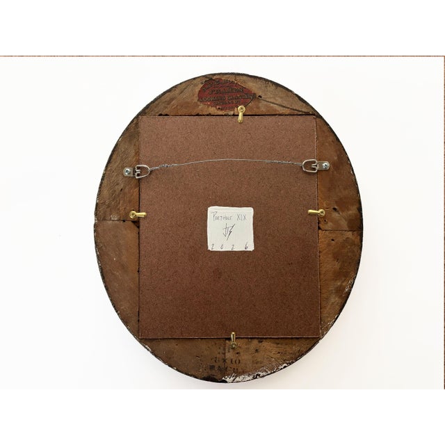 "Porthole" Abstract Art in Oval Antique Frame, Small Seascape Painting Transitional Wall Art by JTS For Sale - Image 10 of 10