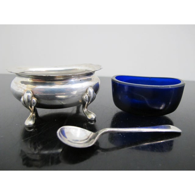 Silver Jbc&s Sterling Silver Condiment Open Salt Pepper Shaker Mustard Pot Set in Case For Sale - Image 8 of 12