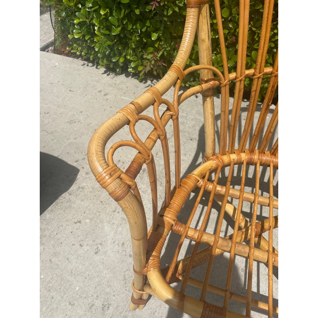 Vintage Rattan High Back Windsor Armchairs, a Set of 4 in the Style of Franco Albini For Sale - Image 9 of 9